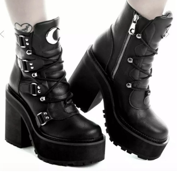Killstar Shoes - KILLSTAR Broom Rider Boots Punk Goth Platform Shoe